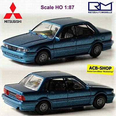 Mitsubishi Galant VI 16V E30 Limousine 1988-93 Lagunenblau Metallic 1:87 Rietze - Immagine 1 di 4