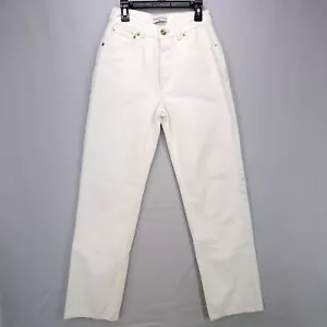 Heavy Maners Jeans Größe 26 weiß Denim hochtailliert gerades Bein gold Knopffliege - Bild 1 von 13