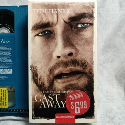 Cast Away (VHS/VCR Tape, 2001) RARE Blue Cassette Tom Hanks Survival Drama Hit!  - Image 1 of 3