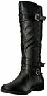 Journee Collection Womens bite Almond Toe Knee High Fashion, Black, Size US 10