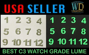 Reloj Esfera Marcadores de Hora 12 Piezas Números FUERTE GRADO C3 Azul Índices Luminosos - Imagen 1 de 6
