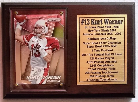 Arizona Cardinals Kurt Warner Football Card Plaque Cover