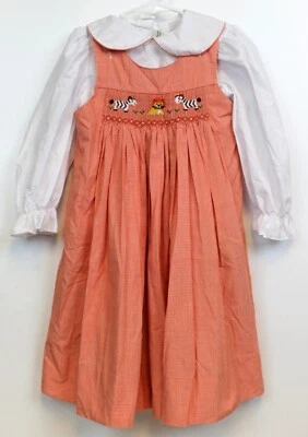 Amanda Remembered Girls Sz 4 Gingham Smocked Dress White Shirt Zebra Lion Zoo - Image 1 of 4