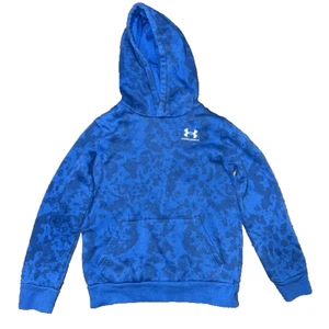 Felpa con cappuccio pullover Under Armour grigio blu ragazzo media logo - Foto 1 di 4