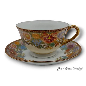 Thousand Flowers Satsuma Cup and Saucer Set 6 AVAILABLE - Picture 1 of 2