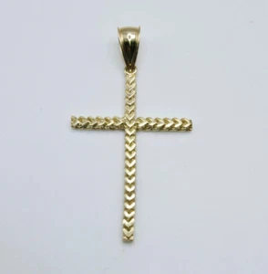 Ciondolo/fascino stile maglia catena franco croce oro giallo 10 carati* - Foto 1 di 7