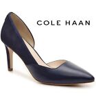 Cole Haan Navy Blue Rendon Il Pumps Stiletto Heel Pointed Toe Leather Shoes