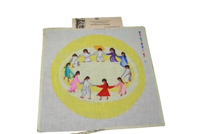 Rare Authorized DeGrazia Handpainted Needlepoint Canvas 14" Circle Sundance Desi - Image 1 of 4