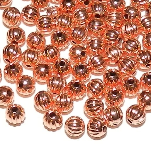 Cuentas espaciadoras redondas de metal corrugado de 3 mm de cobre brillante MB36 100 piezas Foto 1 de 1