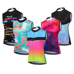 Women's Reflective Cycling Vest Shirt Ladies Sleeveless Cycling Jersey Cycle Top - Picture 1 of 16