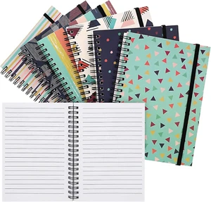 6 Pack Spiral Bound 5x7 Notebook Lined Journal Office Supplies 6 Designs - Picture 1 of 11