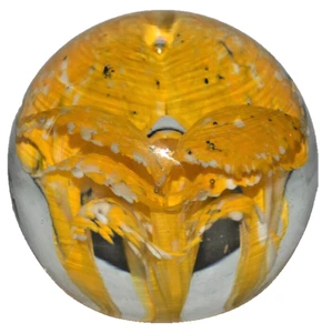 Vintage Wheaton Ware Exclusive Art Glass Paperweight Signed Valla Yellow Flower - Picture 1 of 6