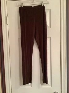Nicole Marie Acetate Stretch Leggings size Large brown ankle solid - Picture 1 of 3