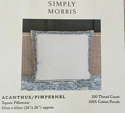 William Morris Design Square Pillowcase Acanthus Pimpernel 65x65cm Cushion Cover - Image 1 of 4