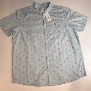Southern Proper Button Up Men Large Wave Polka Dot Golf Shirt Work Party Core Ne - Picture 1 of 17