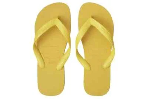 HAVAIANAS Genuine NEW WOMENS TOP THONGS GOLD YELLOW FLIP FLOPS SANDALS SURF - Picture 1 of 5