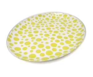 Large YELLOW & WHITE POLKA DOT Serving Platter 13”L x 10”W Plastic RETRO #US17 - Picture 1 of 5