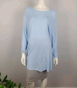 Autograph Size S, 14 Knit Top Blouse Batwing Long Sleeve Boat Neck Blue Women - Picture 1 of 13