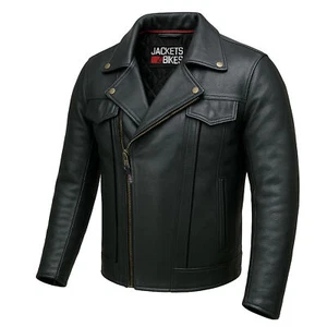 Chaqueta de motocicleta Outrider de cuero premium negra Buffalo Cruiser para hombre - Imagen 1 de 8