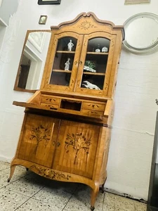 Sekretär mit Intarsien und Vitrinenschrank Antik Kommode Schreibtisch Vitrine - Bild 1 von 23