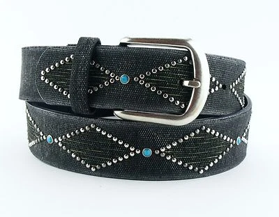 Designer Nietengürtel  Jeansgürtel  Damengürtel grau Perlen  #S11 - Bild 1 von 4