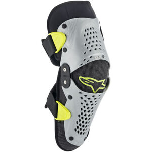 Alpinestars MX Motocross SX-1 Youth Knee Protectors (Silver/Yellow Fluo) LG-XL