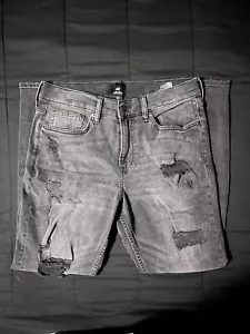 H & M Coupe Moulante Skinny Fit Distressed Men's Black Jeans Size 30 x 32 - Picture 1 of 12