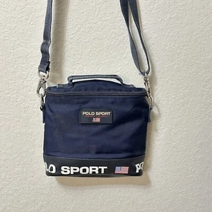 Vintage 90s Ralph Lauren Polo Sport Bag Purse Crossbody Navy Adjustable Unisex - Picture 1 of 13