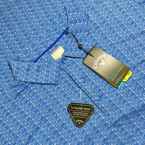 Men’s Callaway Golf Polo Shirt SS Floral Swing Tech Dry Release Sz XL Blue - Picture 1 of 15