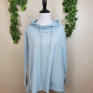 Bobeau Semi Sheer Blue Drawstring Slouch Hoodie XS X-Small Yoga Sweater Gym - Picture 1 of 8