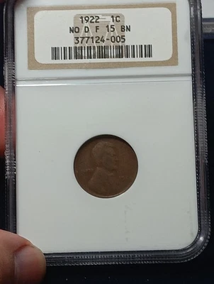 👉1922- No D STRONG REVERSE WHEAT Penny NGC  F15* Key Date * - Image 1 of 4