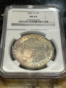 1885-O Morgan Silber Dollar MS64 NGC mit doppelseitiger Tönung US $1 schöne Münze! - Bild 1 von 4