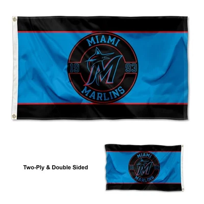 Miami Marlins Double Sided Embroidered Flag - Image 1 of 4