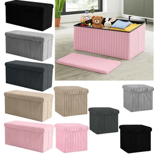 Ribbed Storage Box Large Capacity Ottoman Multi-Purpose Seat Foot Stool Toys Box - Picture 1 of 48