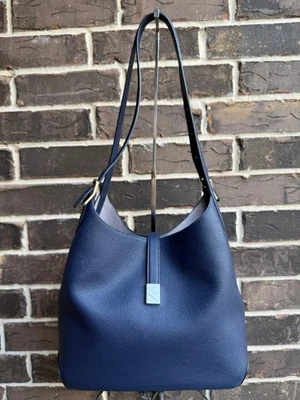 NUEVO CON ETIQUETAS $398 Bolso de Hombro Grande Kate Spade Deco Cuero Azul Marino Parisino Foto 1 de 4