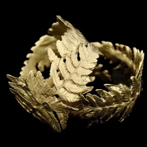 NEW! Michael Michaud “FERN” NAPKIN RINGS Set of 4 Handmade Pewter, Bronze Finish - Picture 1 of 24