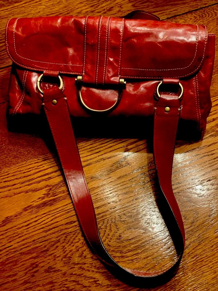 Bolso de hombro de cuero rojo vintage Y2K Apt 9 bolso de mano con asa Dbl Foto 1 de 4