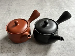 Tokoname ware yaki Japanese Teapot Red & Black Bag type Kyusu 2-type Set Japan - Picture 1 of 16