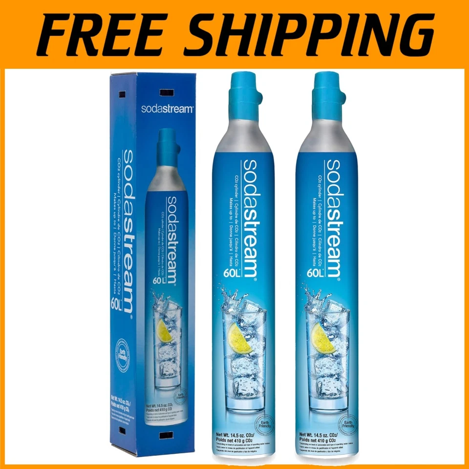 Paquete de 2 cilindros de CO2 de alta calidad - Compatible con los principales fabricantes de refrescos Foto 1 de 4