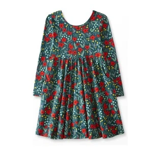Hanna Andersson Dress Holiday Swing Pockets Scoop Neck 95% Cotton Size 130cm 8Y - Picture 1 of 7