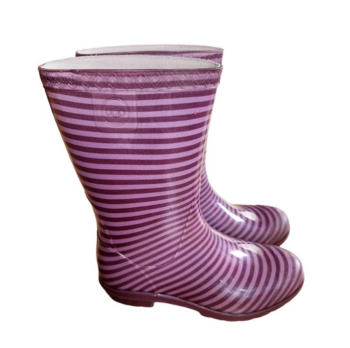 Stivali da pioggia impermeabili UGG Raana Stripes viola passione gomma bambini ragazze taglia 1