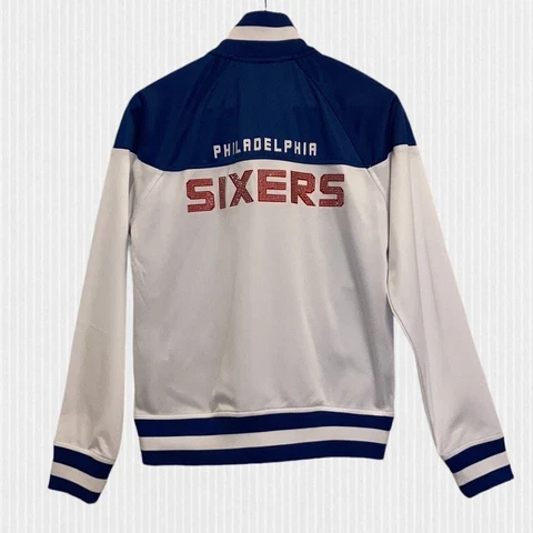 NBA 4Her Carl Banks Philadelphia 76ers Satin Track Jacket Size Medium Cover