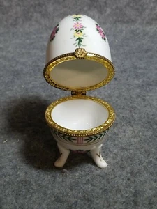 Footed Porcelain Egg Trinket Box - Picture 1 of 7
