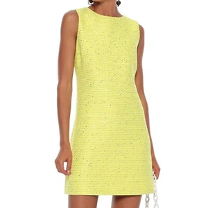 ALICE + OLIVIA Clyde Minikleid mit Paillettenverzierung Neon Bouclé-Tweed Gr. 4 Neu - Bild 1 von 12