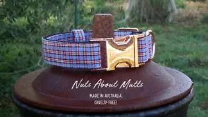 Blue or Red tartan dog collar with metal buckle Med, Large, X-Large - Bild 1 von 2