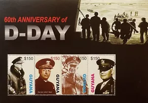 HOJA DE ESTAMPILLAS GUYANA SEGUNDA GUERRA MUNDIAL DÍA D 60 ANIVERSARIO HOJA DE 4 MONTADAS SIN MONTAR O NUNCA MONTADA 2004 SEGUNDA GUERRA MUNDIAL #3864 - Imagen 1 de 1