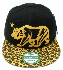 CALIFORNIA REPUBLIC Snapback Cap Mütze CALI Bär Flagge schwarz gold Leopard Schirmmütze neu mit Etikett - Bild 1 von 9