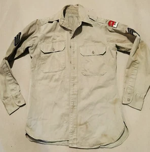 US Army Cpl 2nd Army Khaki Uniform Shirt 1950 Korean War Era 14.5 x 33 - Picture 1 of 9