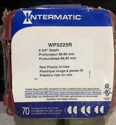 New INTERMATIC WP5225R Plastic Weatherproof Cover Double-Gang 2-3/4" RED WP5225C - Image 1 of 2
