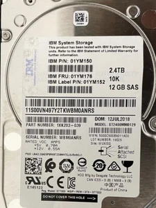 01YM176 01YM150 01YM152 2.4TB 12Gbs SAS 10K HDD IBM V7000 FS7200 Gen2 Gen3 - Afbeelding 1 van 3